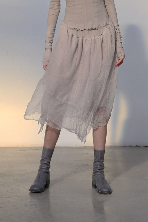 Marc Le Bihan Silk Skirt Six-layer Gauze 25930 Series French Hand-dyed MLB-25930-GLACIER Ice White